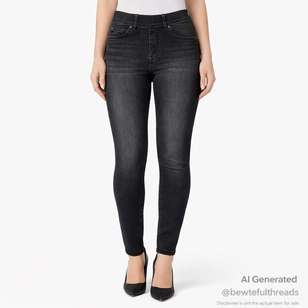 SPANX Small Washed Black Stretch Jeggings Skinny Pull-On